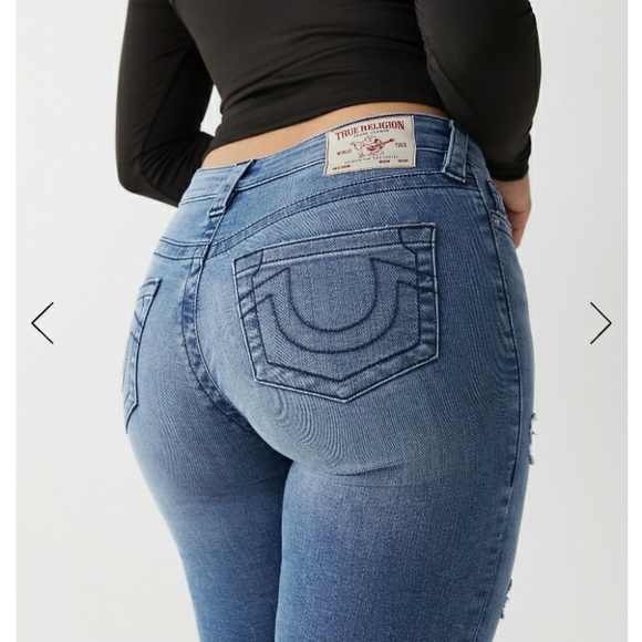 True Religion Women’s Halle Mr SN Destroy Medium Wash Jean's - Picture 7 of 12